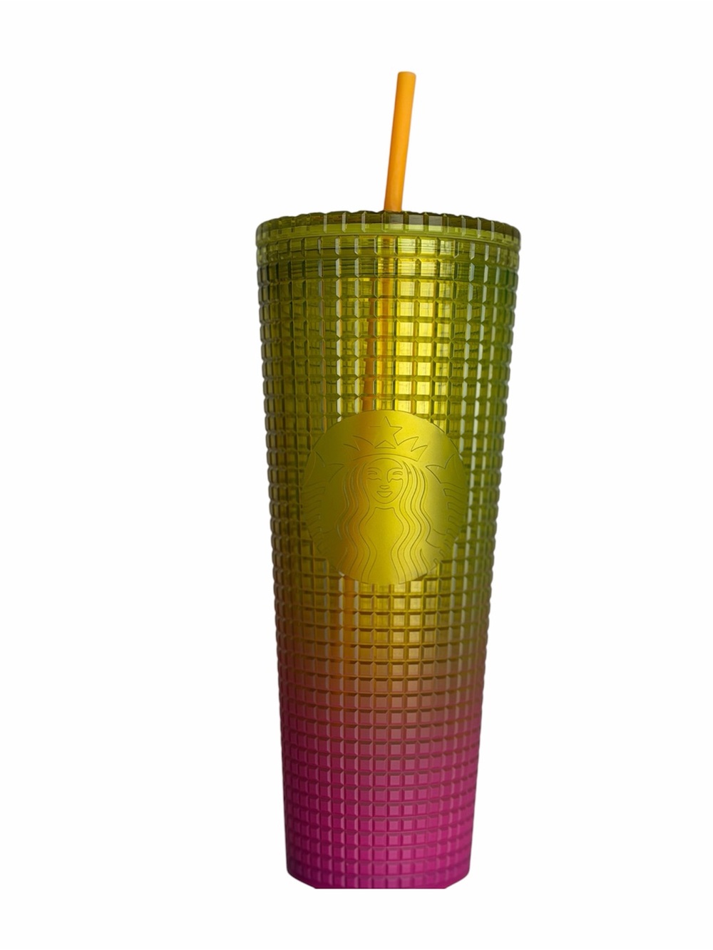 Starbucks Green to Pink Ombre Studded Tumbler with Orange Straw